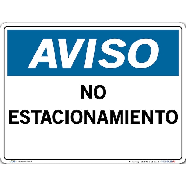 Vinyl Label Sign, 9-1/2" Height, 12-1/2" Width, Vinyl Label, Rectangle, Spanish